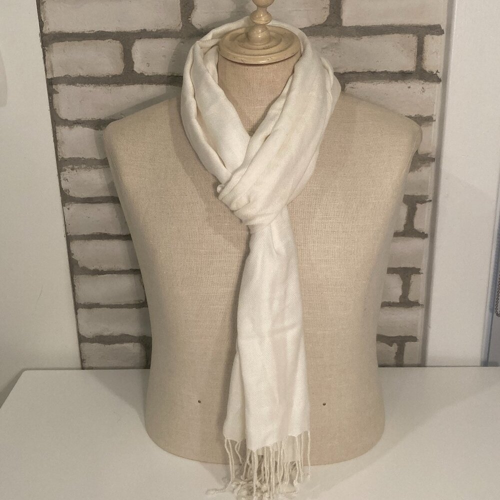 White Scarf with Fringe